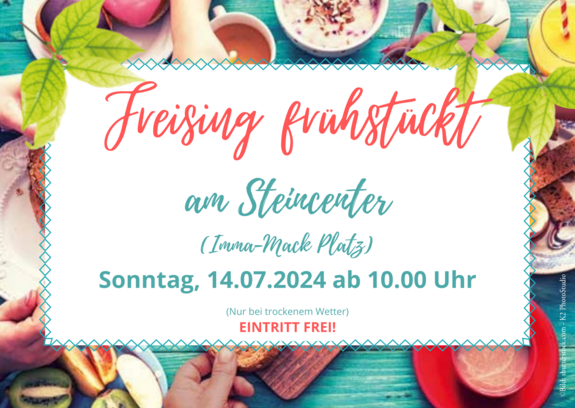 Auf dem Bild ist der Flyer zum "Freising frühstückt" zu sehen.