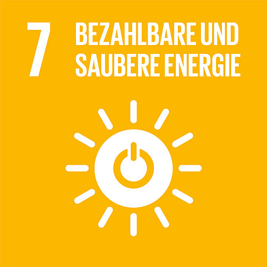 Ziel 7 von 17 nachhaltigen Entwicklungszielen der UNO: Zugang zu bezahlbarer, verlässlicher, nachhaltiger und moderner Energie für alle sichern.